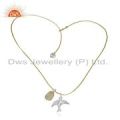 Ethiopian Opal Pearl Gemstone Bird Charm Fine Silver Dori Necklace
