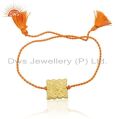 Handmade Gold Plated Silver Orange Macrame Bracelet For womens