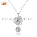 Rose Design 925 Sterling Silver Citrine Gemstone Chain Necklaces