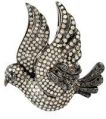 18kt Gold 925 Sterling Silver Single Cut Diamond Bird Brooch