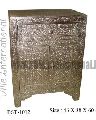 Embossed white metal bedside cabinet