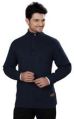Elegance Cut Navy Blue Cotton High Neck Zipper Sweater