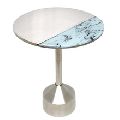 metal and stone side table