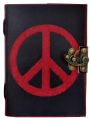 Peace Sign Shadow Handmade Leather Notebook Journal