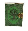 Shadow Green Leather Celtic Tree Of Life Leaf Diary