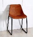 Antique Aged Leather Iron Dining Chair