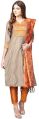 Beige And Mustard Solid Straight Chanderi Kurta With Pant