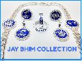 Blue White Polished Stone plane DP jai bhim collection Silver Pendants