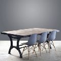 Industrial New Steel Dining Table on Cast Iron Legs