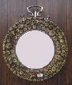 Antique wooden frame natural wood metal handle decorative wall mirror