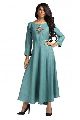 Covet Rayon Embroidered Turquoise Blue Kurti