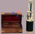 Nautical Brass Telescope With Wooden Box