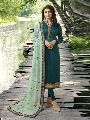 Turquoise and CGreen Designer Straight Salwar Suit