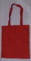 Red Laminated Canvas Fabric Bag with Self Handle