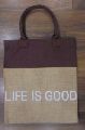 Laminated Natural Jute Bag with Dyed Canvas At Top Part