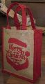 Laminated Natural Jute Bag with Red Dyed Gusset