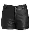 Leather Foils PU Leather Black Blue Brown Grey White Checked Plain Printed Leather Shorts