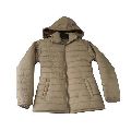 Brown Plain Full Sleeves Zipper Ladies Hooded Jacket