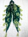 Off White Embroidered cotton printed beaded tassel headband scarf