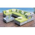 Green Plain Polished wicker sectional sofa set