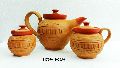 Terracotta Natural New Polished Karru Krafft earthen innovation tea pot set