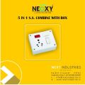 Neoxy Plastic Poly Carbonate Rectangular White 5 in1 switch socket combine box