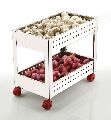 Polished 2 layer stainless steel perforated vegetable trolley