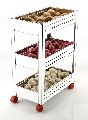 Polished 3 layer stainless steel perforated vegetable trolley