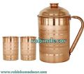 Copper Jug with Glass Set