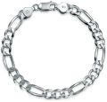 Polished silver figaro chain bracelet