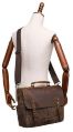 Brown Plain mens leather briefcase messenger bag