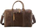 Rectangle Brown Plain Prastara mens leather duffle bag