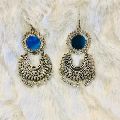 Fashion Oxidized Silver Afghani Tribal Dangler Hook Chandbali Earrings