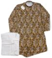 Cotton Brown Full Sleeve mens printed kurta pajama
