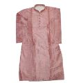 Pink Plain Full Sleeve mens silk kurta pajama