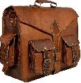 Leather Vintage Small Full Flap Brown Messenger Bag