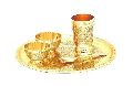 Round Golden ETCHING SHANAYA CREATIONS brass dinner thali set