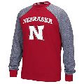NCAA Nebraska Cornhuskers Men's Campus Raglan Long Sleeve Fleece Crew Top Medium Power Red