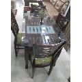 Glass Top Wooden Dining Table Set