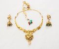 Antique Gold Polish Multi Color Beaded Necklace