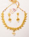 Antique Gold Polish Pearl Necklace Set