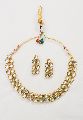 Ethnic Two Line Kundan Gold Polish Necklace Set