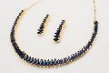 Exquisite Navy Blue American Diamond Necklace Set