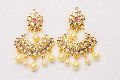 Kundan Meena Gold Polish Earring