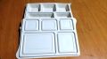 Rectangular Creamy Plain biodegradable 5 section lid meal tray