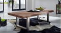 120cmx80cmx45cm Solid Acacia Wood and Iron Coffee Table