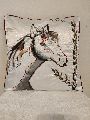 Horse Head Hand Embroidered And Printed Cushion Cover THE KARIGAR'S Brand Set Of 2 or 5