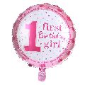 HIPPITY HOP 1ST HAPPY BIRTHDAY PINK DOTTED PRINTED ROUND ( 18 INCH ) FOIL BALLOON FOR PARTY
