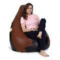 Faux Leather brown tan filled footstool bean bag