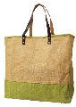 Leather Handle Colourful Personalised Jute Tote Bag